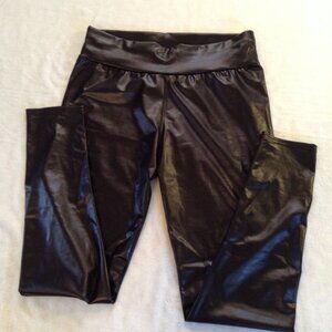 Black Faux leather look leggings NWOT Large